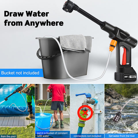 Portable Cordless Pressure Washer Electric Power Jet Water Wash Cleaner with Rechargeable 6-in-1 Nozzle Compatible with Makita Battery Car Washer Gun