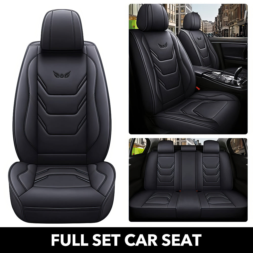 Complete set of five car seat covers, suitable for both front and rear seats, made of high-quality leather, with a 3D design, suitable for all seasons, and durable