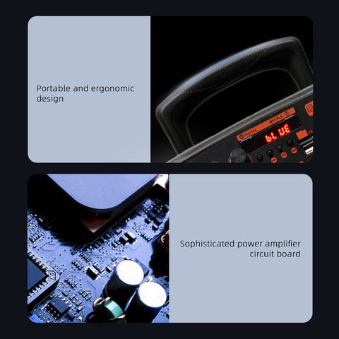 8英寸立体声便携式音箱，带麦克风，USB充电，遥控器，支持USB/AUX/TF卡，续航时间长