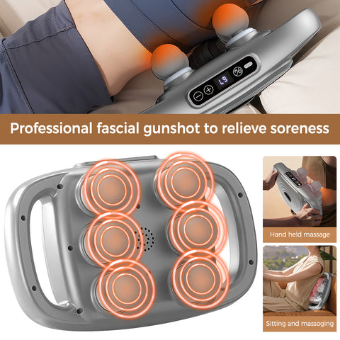 2400mAh 六头按摩枪，全身深度高频振动，肌肉放松，耐用 ABS 材质，9 种可调节模式和强度