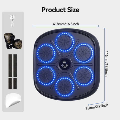 智能音乐拳击机内置扬声器，采用耐用的PU+PE材质，适合减肥、缓解压力、健身塑形