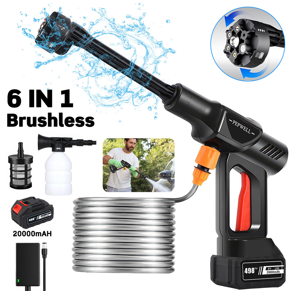 Portable Cordless Pressure Washer Electric Power Jet Water Wash Cleaner with Rechargeable 6-in-1 Nozzle Compatible with Makita Battery Car Washer Gun
