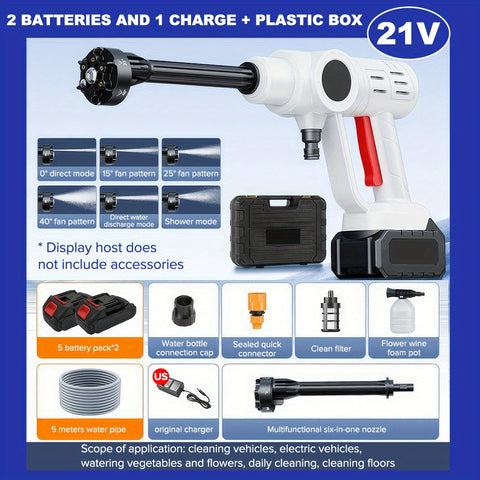 990PSI Cordless Electric Pressure Washer, 6-in-1 Adjustable Nozzle & 3-Speed Touchscreen, Portable High Pressure Water Gun for Cars, Windows, Patio, Indoor, Outdoor Use, Car Cleaning Tool, Robust Construction