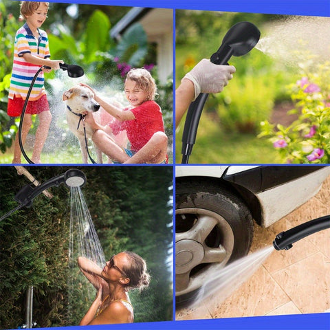 带LED智能显示屏的便携式露营淋浴，6000mAh可充电户外露营泵，4种喷雾模式，适用于徒步、房车旅行，汽车、宠物清洁