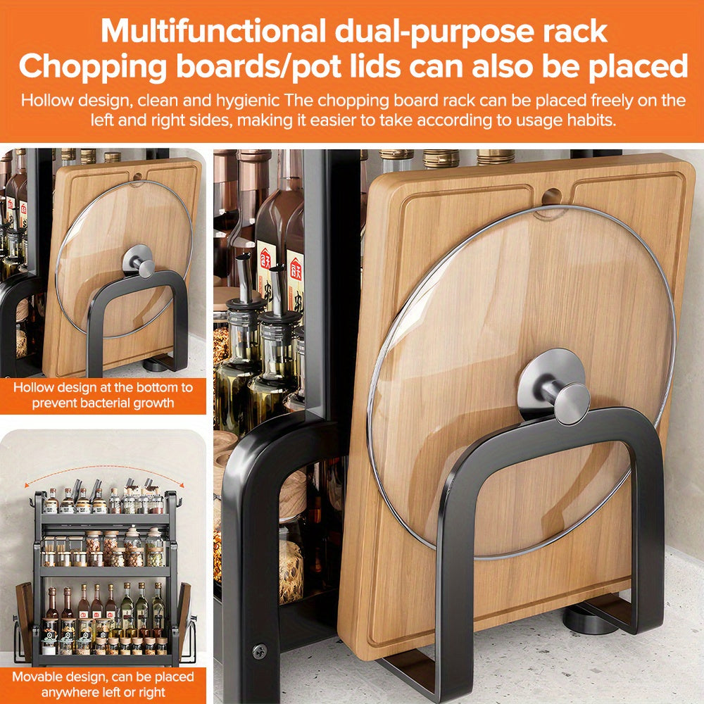 厨房收纳架8件套，可用作台面香料架，节省存储空间，采用三层设计，易于安装