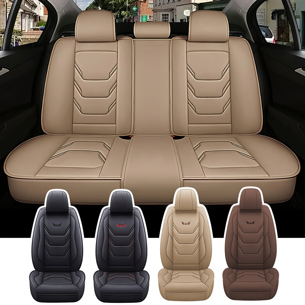 Complete set of five car seat covers, suitable for both front and rear seats, made of high-quality leather, with a 3D design, suitable for all seasons, and durable