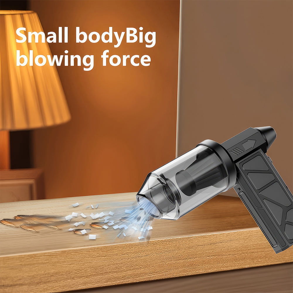 无线吹吸两用清洁器，13万转高速电机，吹尘吸尘一键切换。4档调速，Type-C快充，轻至0.58磅，车载家用多场景清洁，高效便携。