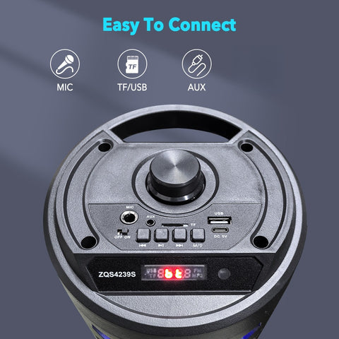 Portable Bluetooth Speaker Sub Woofer Heavy Bass DJ RGB Party Speakers Sound System TWS Karaoke Machine with Mic