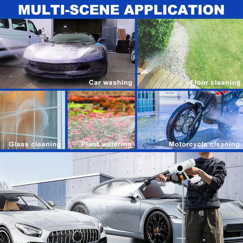 无绳高压清洗枪，6.0Ah 电池供电，适用于汽车、自行车、墙壁、窗户以及难以触及的角落