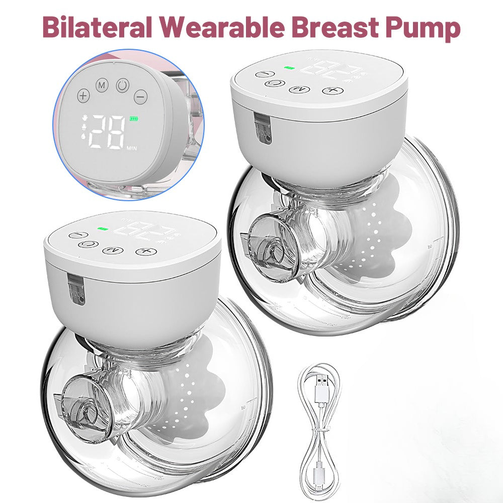 Portable hands-free breast pump, smart display wearable breast pump, 3 modes and 9 suction levels, 24mm breast shield