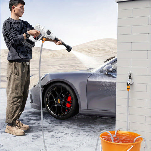 High Pressure Washer Gun--High-Capacity Battery, 6-in-1 Adjustable Nozzle & Foam Pot, ABS and copper 990PSI Pressure Washer, Portable Handheld Power Washer for Car, Home Cleaning & Garden Watering