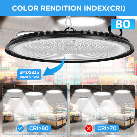 200W UFO LED high bay light, high bay light, 7000K cool white UFO LED workshop light, Industrial light factory, garage, warehouse high bay light