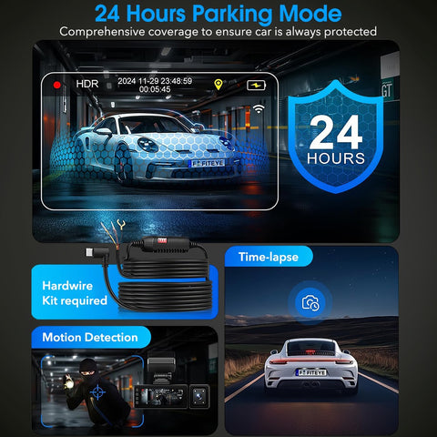 三摄像头行车记录仪，配备 4 个红外车内灯、170 度广角镜头 + 150 度车内镜头 + 120 度后置镜头，为您的驾驶提供更多便利，保障您的安全。内置重力感应，易于安装