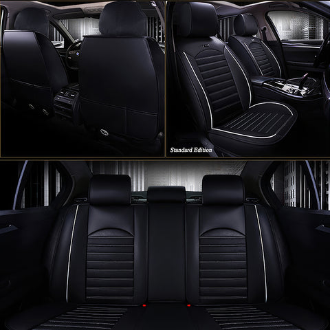 Universal 5 Seat Car Seat Cover, Full Set Luxury PU Leather Front Rear Cushion Protector Interior Decor Automotive Seat Covers Accessories for for Car Sedan SUV Pick-up Truck Hatchback