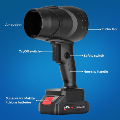 Cordless Leaf Blower Turbo Jet Fan,130000RPM, Variable Speed with Lock Trigger, Portable Lightweight, Durable Material, Multi-Use for Snow Removal/Dust Cleaning/Car Drying/Outdoor