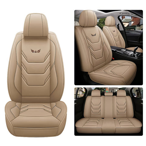 Complete set of five car seat covers, suitable for both front and rear seats, made of high-quality leather, with a 3D design, suitable for all seasons, and durable
