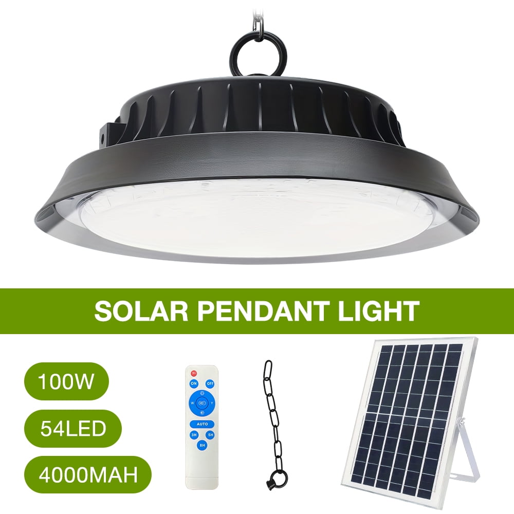 100W/200W/300W Solar Outdoor Pendant Light, Solar Mining Light 3 Color Temperature Solar Shed Light with Remote Control Timing, Solar Barn Light Suitable for Gazebo Courtyard Garage Terrace