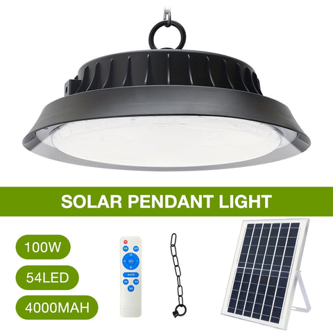100W/200W/300W Solar Outdoor Pendant Light, Solar Mining Light 3 Color Temperature Solar Shed Light with Remote Control Timing, Solar Barn Light Suitable for Gazebo Courtyard Garage Terrace