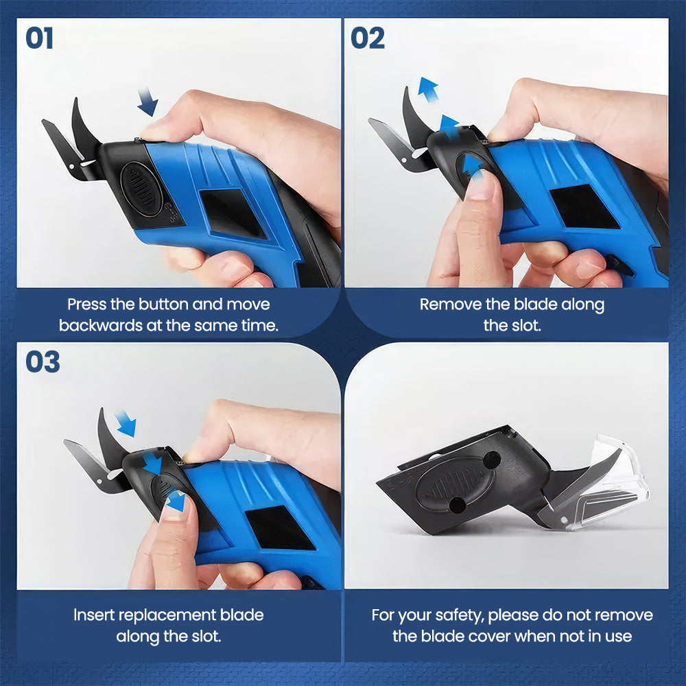 可充电便携式电动剪刀 | 3.6V USB供电 | 侧置备用双重锁 | 适用于纸板、皮革、塑料垫、地毯、毛毡等材质 | 是送给男士、女士、设计师、裁缝、DIY爱好者、手工艺者的理想圣诞礼物 | 蓝色