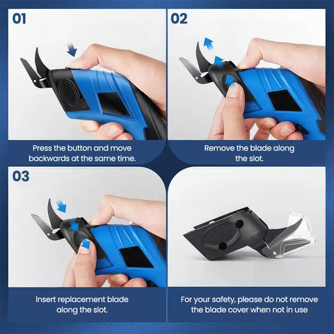 可充电便携式电动剪刀 | 3.6V USB供电 | 侧置备用双重锁 | 适用于纸板、皮革、塑料垫、地毯、毛毡等材质 | 是送给男士、女士、设计师、裁缝、DIY爱好者、手工艺者的理想圣诞礼物 | 蓝色