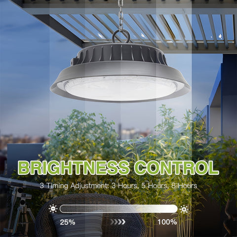 100W/200W/300W Solar Outdoor Pendant Light, Solar Mining Light 3 Color Temperature Solar Shed Light with Remote Control Timing, Solar Barn Light Suitable for Gazebo Courtyard Garage Terrace