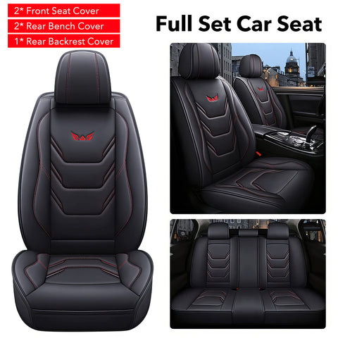 Complete set of five car seat covers, suitable for both front and rear seats, made of high-quality leather, with a 3D design, suitable for all seasons, and durable