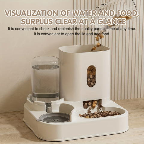 Cat Feeder and Gravity Drinker, 3.3L 2-in-1 Automatic Pet Drinker Detachable Set Pet Food Storage Suitable for Small Dogs and Cats