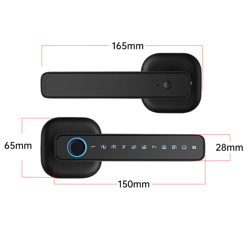 智能指纹门锁：0.2秒极速识别，508DPI高精度传感器。支持指纹/密码/IC卡/钥匙五种开锁方式，配备应急充电与低电提醒，适配美式木门，轻松安装。