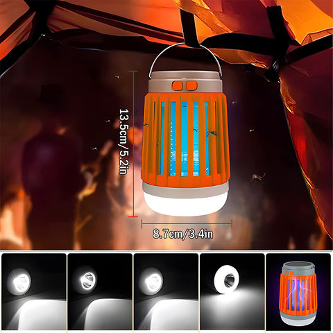 Solar Camping Lamp, LED Electric Shock Mosquito Killer Lamp, Portable Suitable for the Home Garden, Camping, and Picnic (Orange)