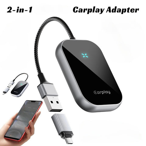 Portable CarPlay and Android Auto 2-in-1 Adapter - This CarPlay adapter converts wired CarPlay (USB-A) to USB-C