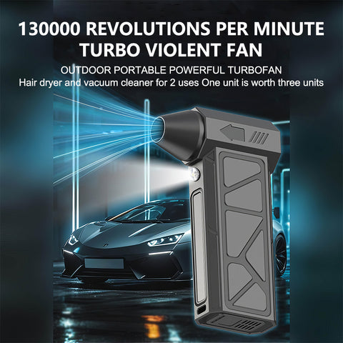 无线吹吸两用清洁器，13万转高速电机，吹尘吸尘一键切换。4档调速，Type-C快充，轻至0.58磅，车载家用多场景清洁，高效便携。