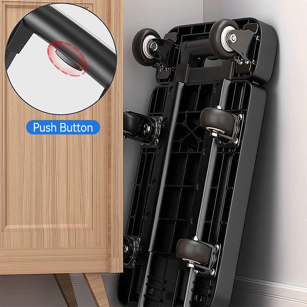 Black Foldable portable trolley, anti-slip texture, foldable carrying trolley, 270KG trolley, equipped with 6 wheels and elastic cord, suitable for luggage, travel, handling, shopping, and office use