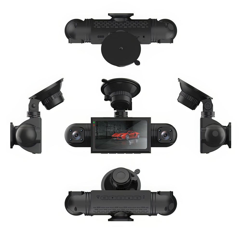 4 Channel Dash Cam 360° Dash Camera FHD 1080P 4 Lens Front and Rear Inside Driving Recorder Car Camera with  G-Senso Loop Recording Night Vision