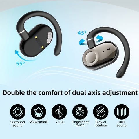 BT 5.4 Headset TWS Wireless Earphones Earbuds Stereo Headphones Ear Hook