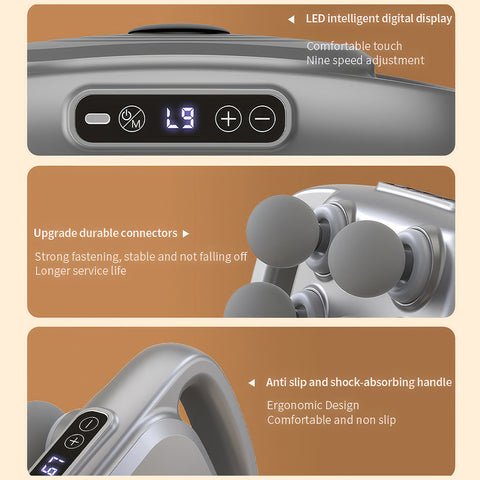 Professional 6 Head Fascia Gun Massager For Shoulder Back Waist Body Deep Tissue