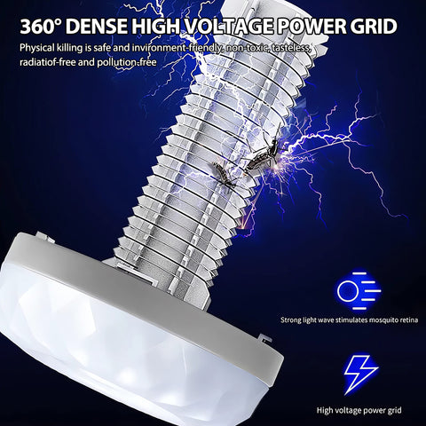 Solar Camping Lamp, LED Electric Shock Mosquito Killer Lamp, Portable Suitable for the Home Garden, Camping, and Picnic (Orange)