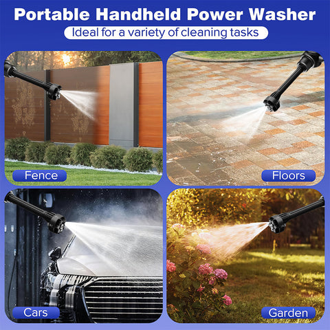 High Pressure Washer Gun--High-Capacity Battery, 6-in-1 Adjustable Nozzle & Foam Pot, ABS and copper 990PSI Pressure Washer, Portable Handheld Power Washer for Car, Home Cleaning & Garden Watering