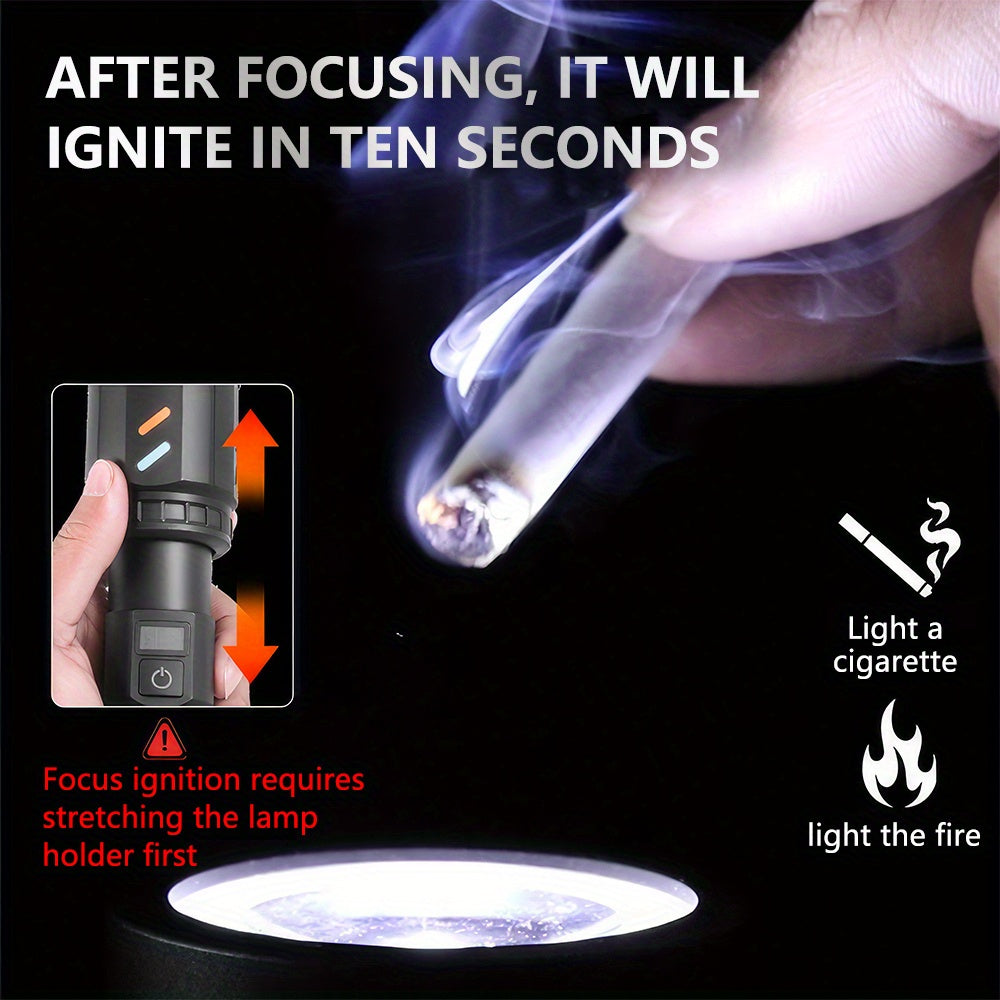 （1880 +1节26650电池装进手电筒）新款带聚光罩可点烟大功率户外手电筒