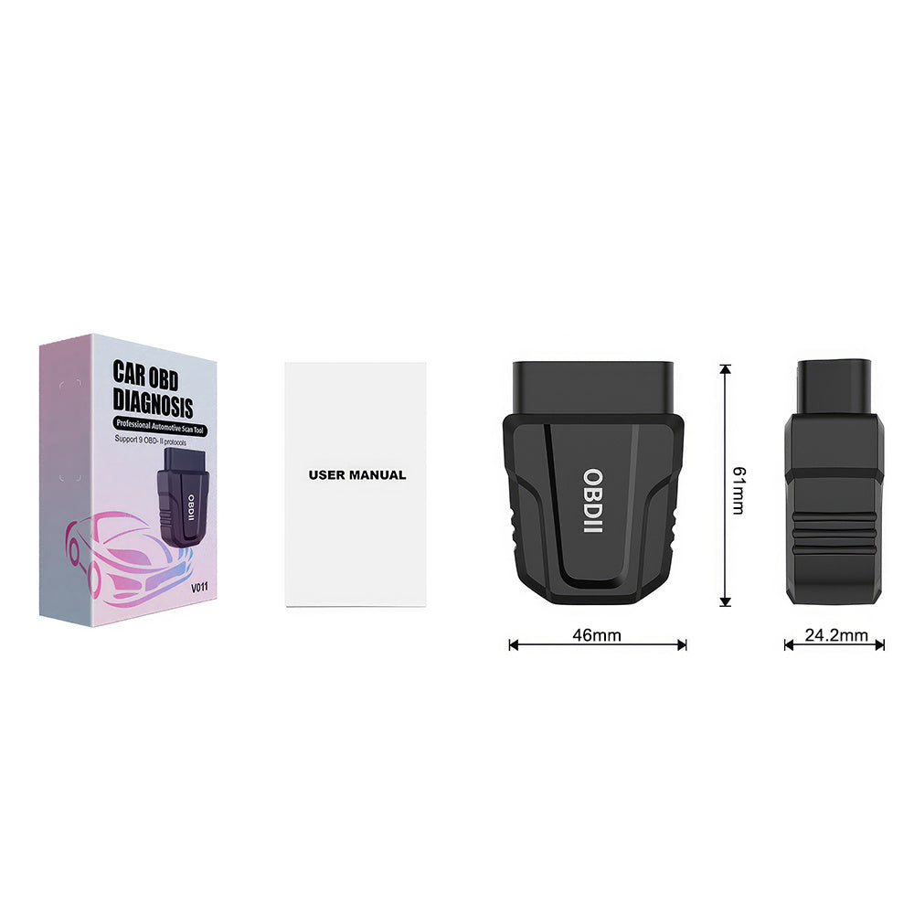 V011 BT 5.4 OBD2 Scanner Supports 9 Protocols Read Clear Engine Light Real-Time Data 96% Vehicle Compatibility Multilingual Easy DIY Car Diagnostics