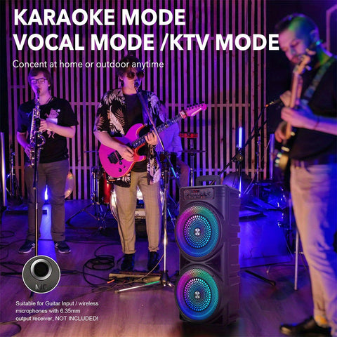 6000W Speaker, With 8.5'' Subwoofer Ture Wireless Pairing, Outdoor/ Indoor Use, Support BT V5.3, Remote Control, Microphone, Radio, TF Card, RGB Lights Outdoor Speaker, For Party Camping Street Performance