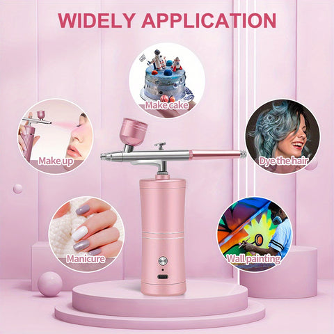 Rechargeable Air brush kit w/Air compressor 48PSI Airbrush for Nails Barber Cake