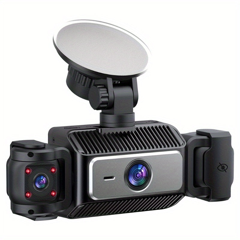 1080P汽车左前右后多通道行车记录仪，4镜头记录，左右镜头角度调节，内置FHD，夜视