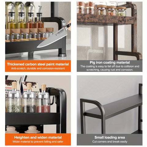 VIVI-8-piece Kitchen Storage Rack, Can Be Used as Countertop Spice Holder, Saves Storage Space, Features a 3-Layer Design, Easy to Install