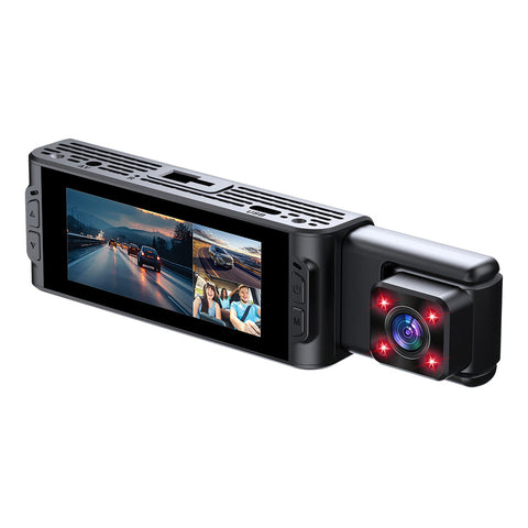 FHD 1080P Wifi Triple Screens Dash Cam 3 Channel for Cars Front/Inside/Rear View Camera 3.16 inch Screen DVR Camera Video Recorder Driving Recorder Loop Recording Night Vision G-sensor