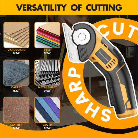 无绳纸板切割器，旋转式切割地毯工具，适用于切割盒子、塑料、皮革、乙烯基，可充电，带安全锁，是送给木匠、裁缝的理想礼物