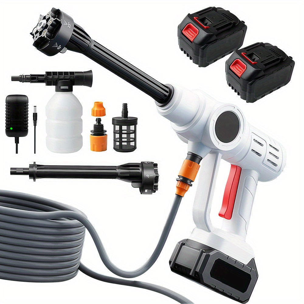 990PSI Cordless Electric Pressure Washer, 6-in-1 Adjustable Nozzle & 3-Speed Touchscreen, Portable High Pressure Water Gun for Cars, Windows, Patio, Indoor, Outdoor Use, Car Cleaning Tool, Robust Construction