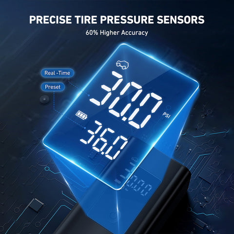 2倍快速无绳便携式轮胎充气机，带数字压力表，适用于汽车、自行车、摩托车球