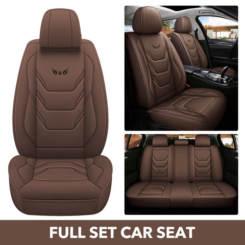Complete set of five car seat covers, suitable for both front and rear seats, made of high-quality leather, with a 3D design, suitable for all seasons, and durable