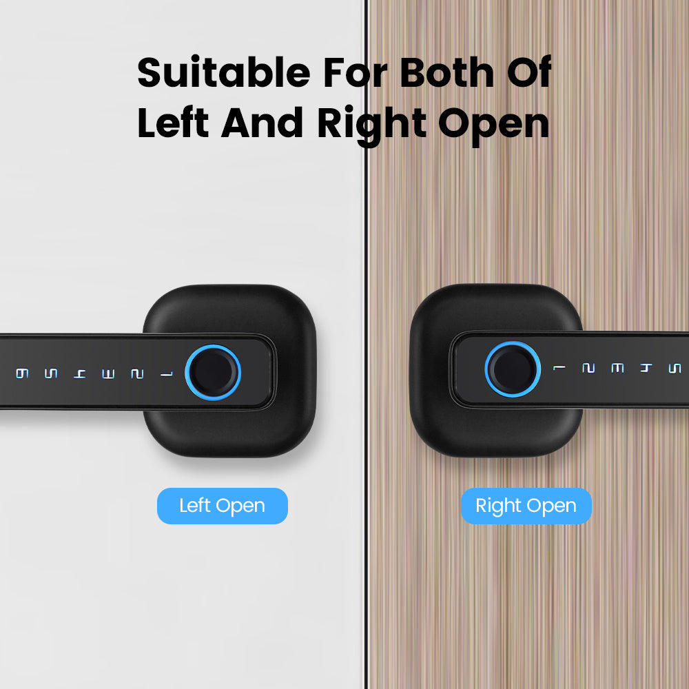 智能指纹门锁：0.2秒极速识别，508DPI高精度传感器。支持指纹/密码/IC卡/钥匙五种开锁方式，配备应急充电与低电提醒，适配美式木门，轻松安装。