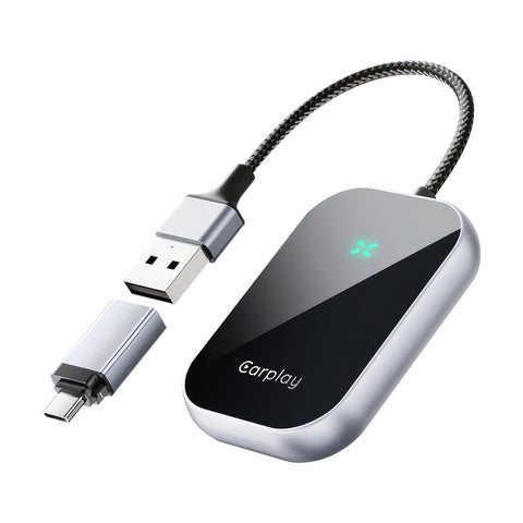 Portable CarPlay and Android Auto 2-in-1 Adapter - This CarPlay adapter converts wired CarPlay (USB-A) to USB-C